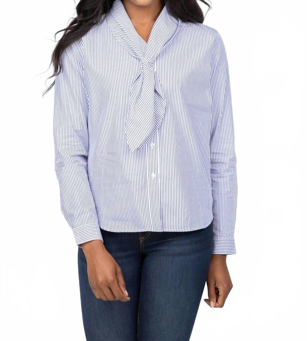 NEW ELLIOTT LAUREN tie neck blouse in a/s